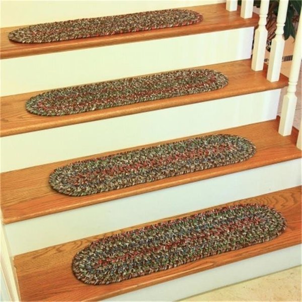 Rhody Rug Rhody Rug SO35A008X028-4 Sophia Multi Braided Stair Tread; Brown - Set Of 4 SO35A008X028-4